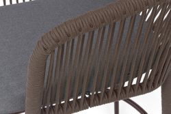 "Марсель" стул барный плетеный из роупа, каркас из стали коричневый (RAL8016) муар, роуп коричневый круглый, ткань темно-серая 027