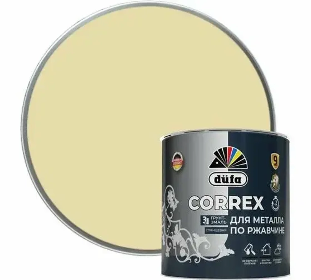 Грунт-эмаль Dufa CORREX 3 в 1 для металла по ржавчине RAL-1015 слоновая кость