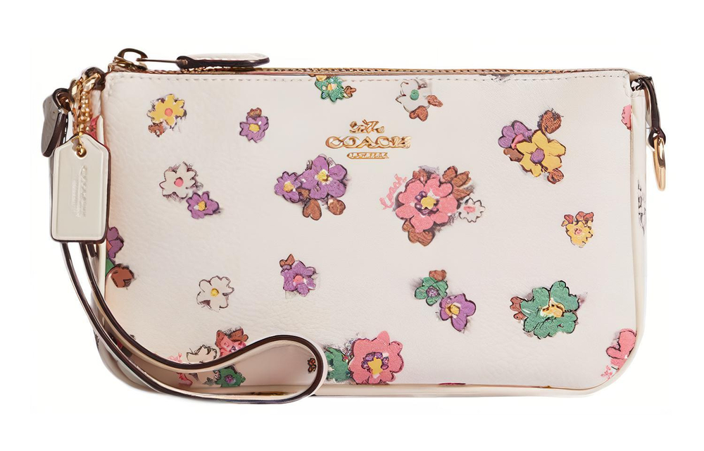 COACH Nolita Refined Pebbled Leather Pochette, Shoulder Bag, Wrist Bag, Clutch Small Women"s White