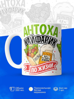 Кружка ТМ Ларец, с именем, Антон кайфарик по жизни, глянцевая, 330мл