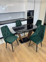 Кухонный раскладной стол "Прадо" черный мрамор и 4 стула Лондон