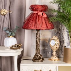 Настольная лампа Нимфея Бронза с абажуром Мадлен Роза