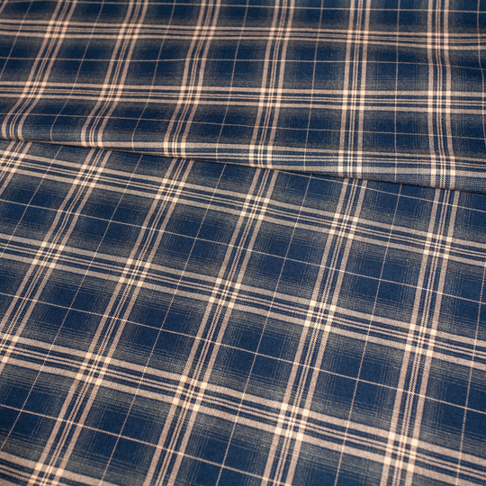 Костюмная принт клетка, синий, BST