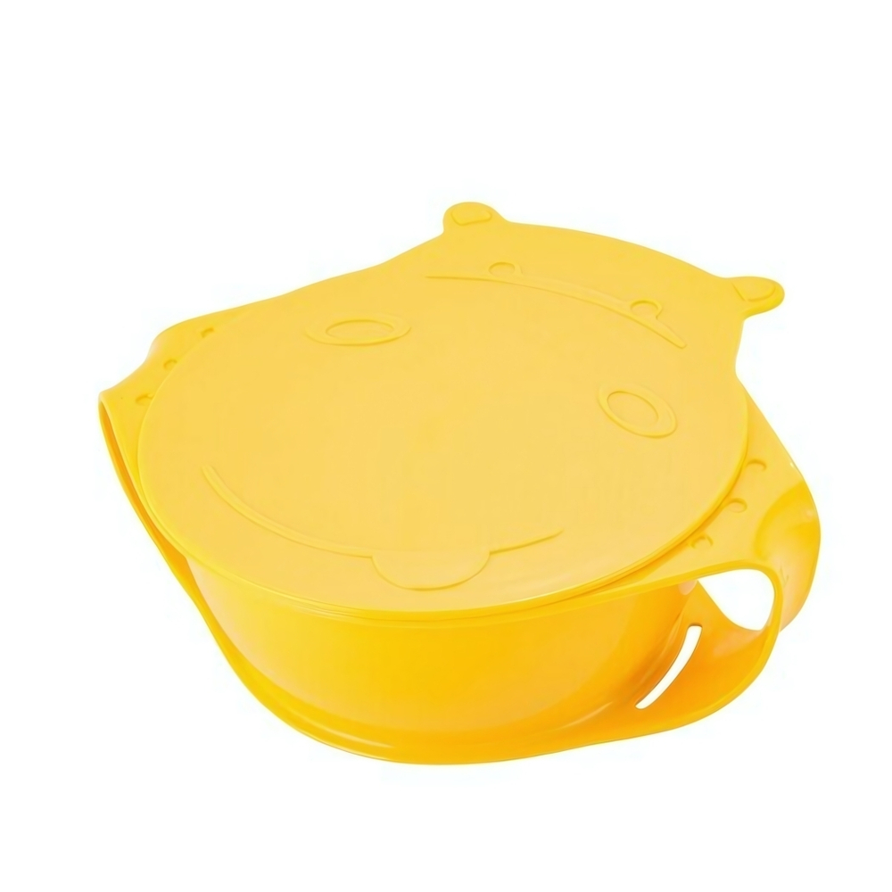 Детская тарелка Lalababy Play with Me Hello, Hippo! с крышкой желтый