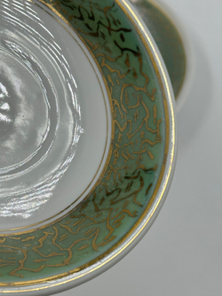 Чайное трио с зелёной каймой