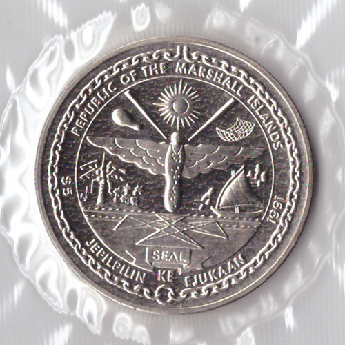 5 долларов. Буря в пустыне. Маршалловы Острова. 1991 г. PROOF