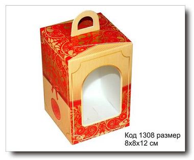 Коробочка с окошком код 1308 размер 8х8х12 см
