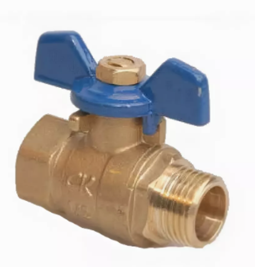 Кран шаровый 20 (3/4") ВН бабочка синяя (Италия)