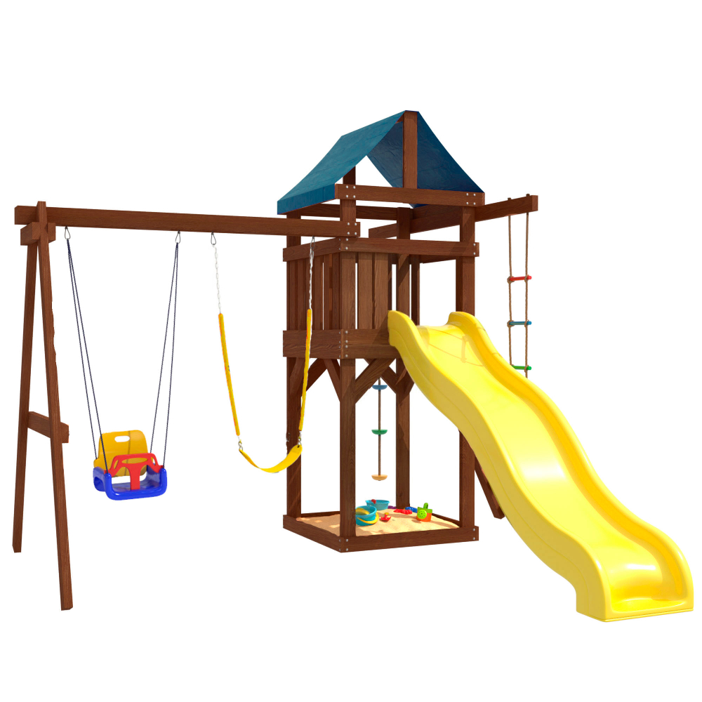 Детская площадка IgroWoods Premium с качелями 3 в 1 и гибкими подвесными ДП-15 Premium