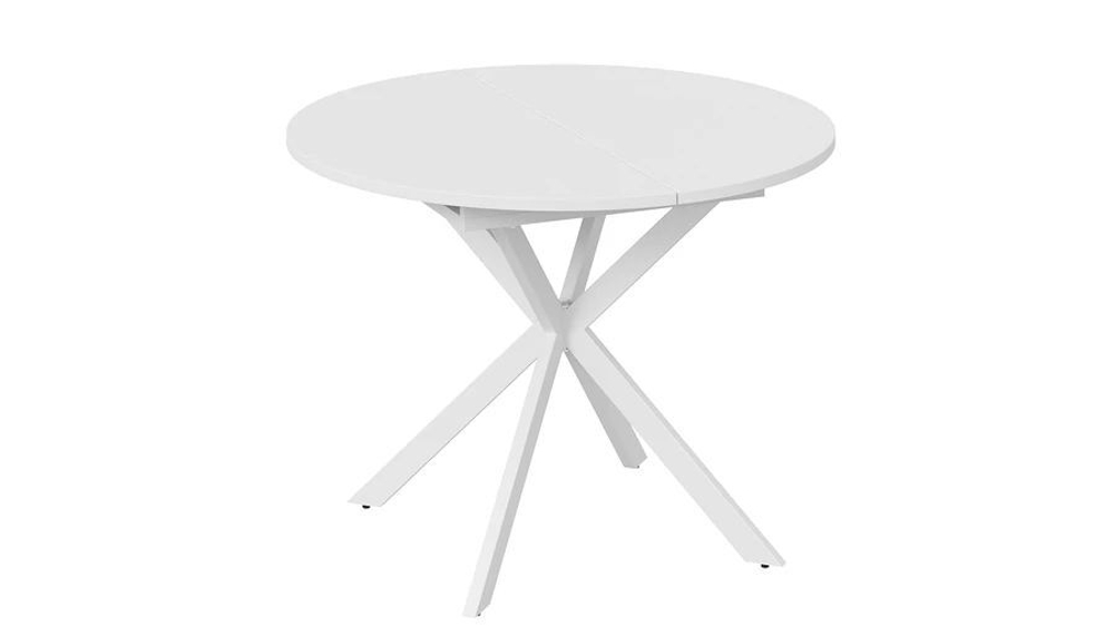 Стол кухонный обеденный круглый раздвижной Белый/Чёрный Муар, Мэдисон, 100,1х100х75 см