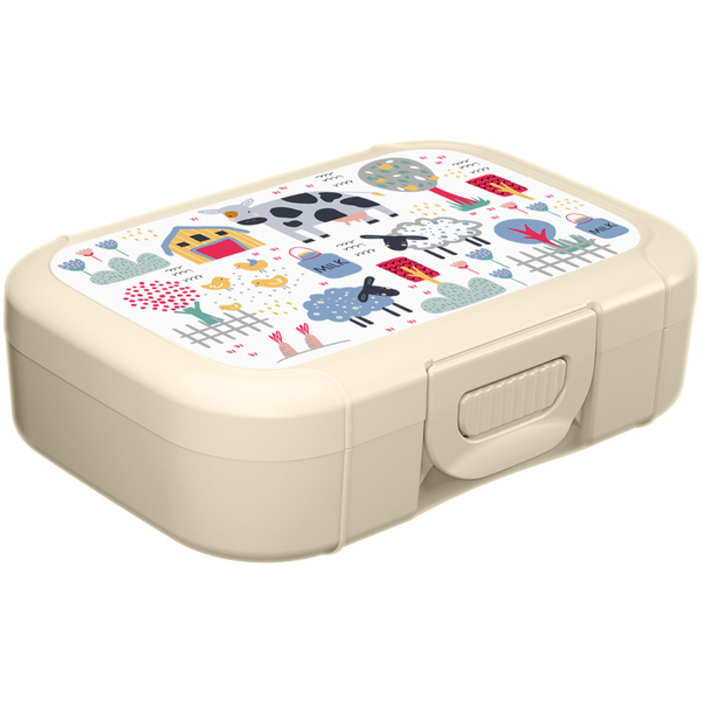 Ланч-бокс детский 0,85л с декором (светло-бежевый)