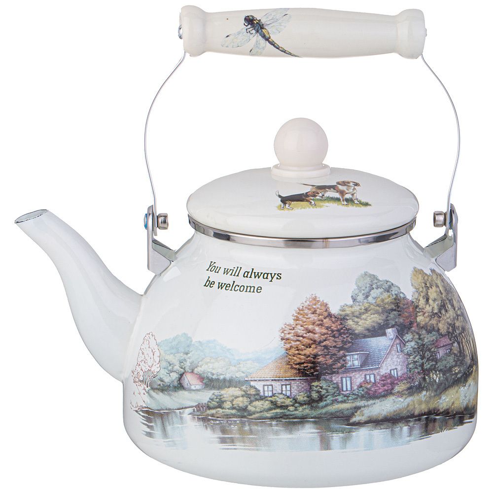 ЧАЙНИК AGNESS ЭМАЛИРОВАННЫЙ СЕРИЯ "FAMILY HOUSE", 2,6 Л