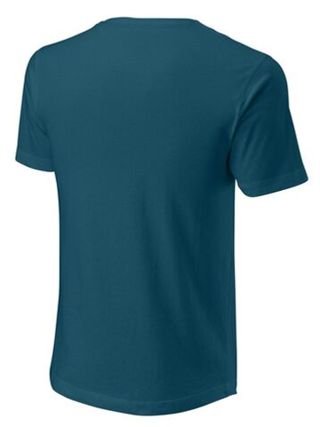 Мужская теннисная футболка Wilson Script Eco Cotton Tee Slimfit M - Бирюзовый