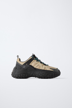 ZARA МНОГОКОМПОНЕНТНЫЕ СПОРТИВНЫЕ КРОССОВКИ, ПЕСОЧНО-КОРИЧНЕВЫЙ