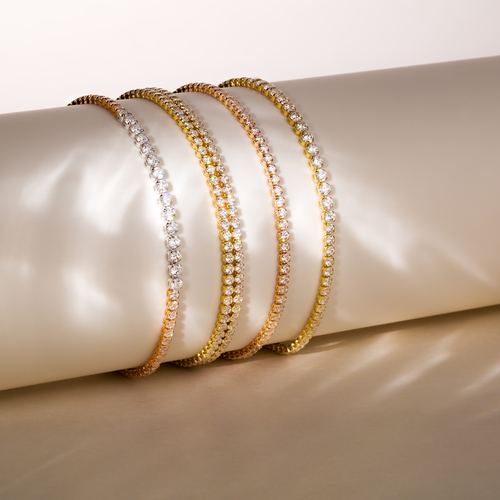 Браслет из желтого золота 585 пробы с фианитами для женщин (арт.0606040)