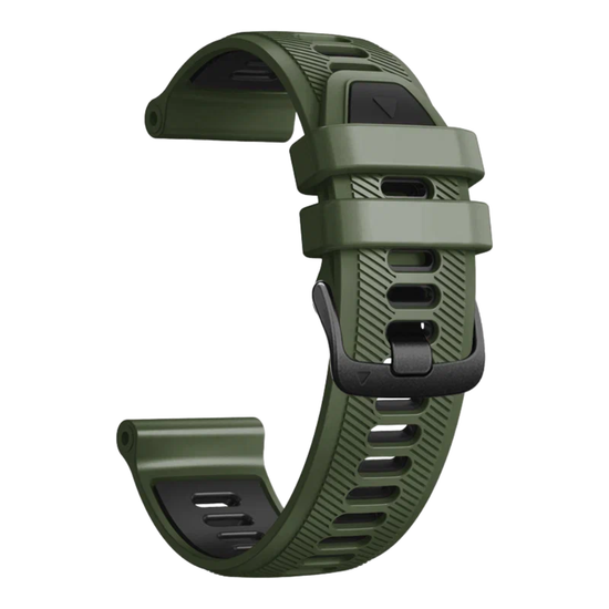 Ремешок силиконовый для Garmin Forerunner 970 / 965 / 955 / 745 (Хаки Черный)