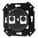 Розетка телевизионная двойная, оконечная, пластик, цвет черный B3-306-23