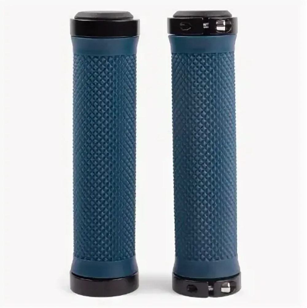 Грипсы с метал. зажимами, длина 129мм, синие, зажим черный H-G 119 blue/black