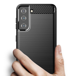 Чехол черного цвета на Samsung Galaxy S21, серия Carbon от Caseport