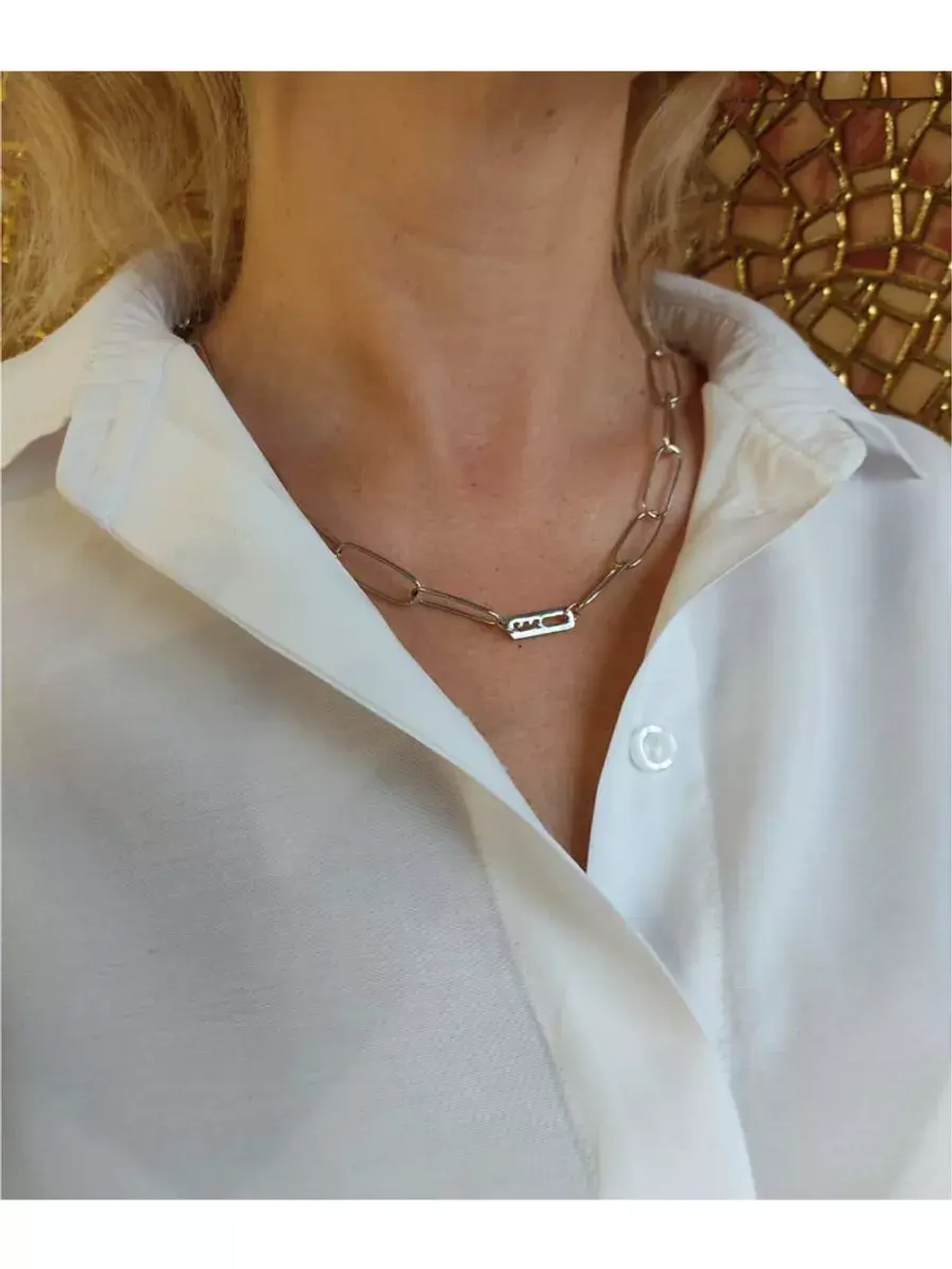 Ювелирное колье-цепь серебро 925