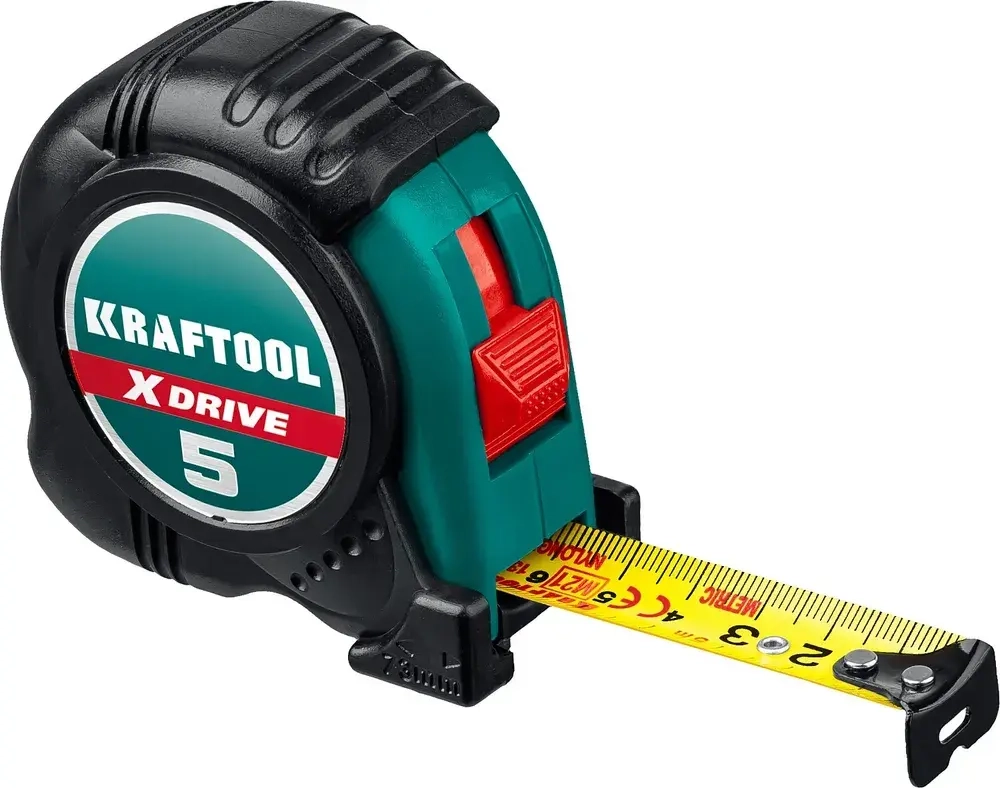 Рулетка 5м / 19мм строительная измерительная KRAFTOOL X-Drive рулетка с ударостойким обрезиненным корпусом