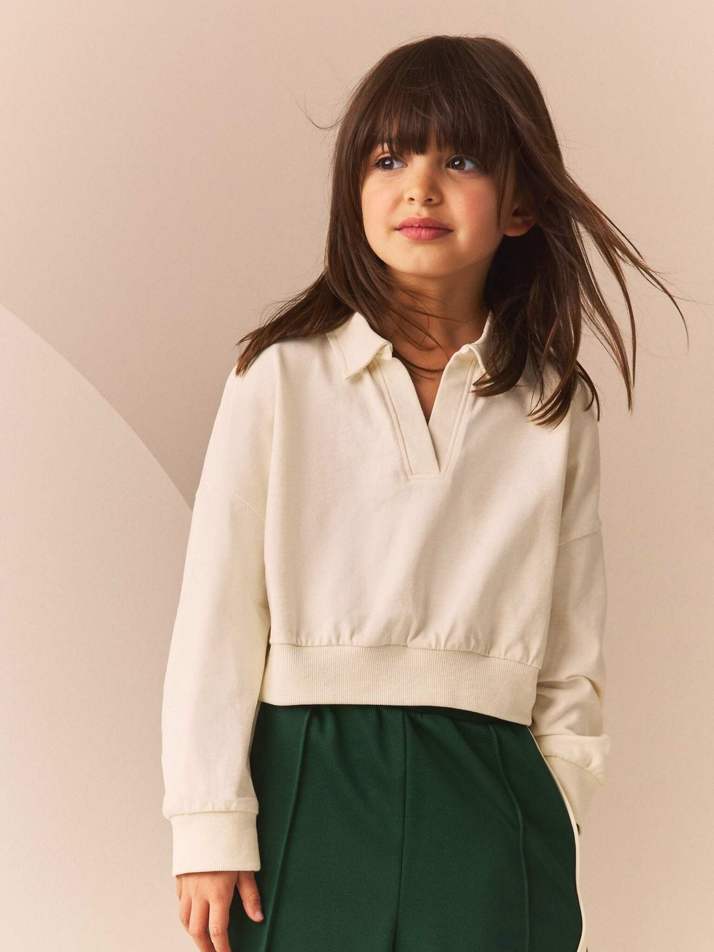 Толстовка с воротником для девочки Next N90-174, Кремовый