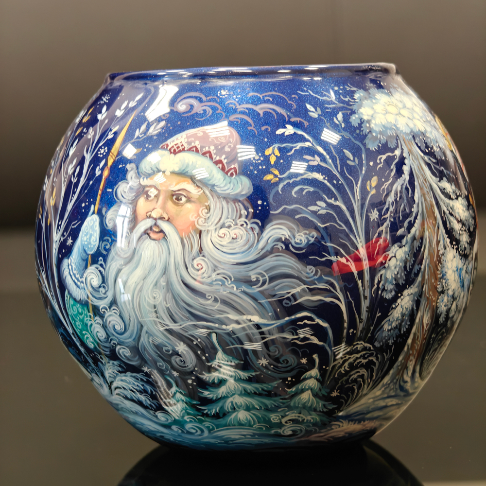 Вазочка с ручной росписью Палех "Морозко"