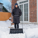 Движок для уборки снега пластиковый, 695 х 540 х 1460 мм, стальная рукоятка, Сибртех