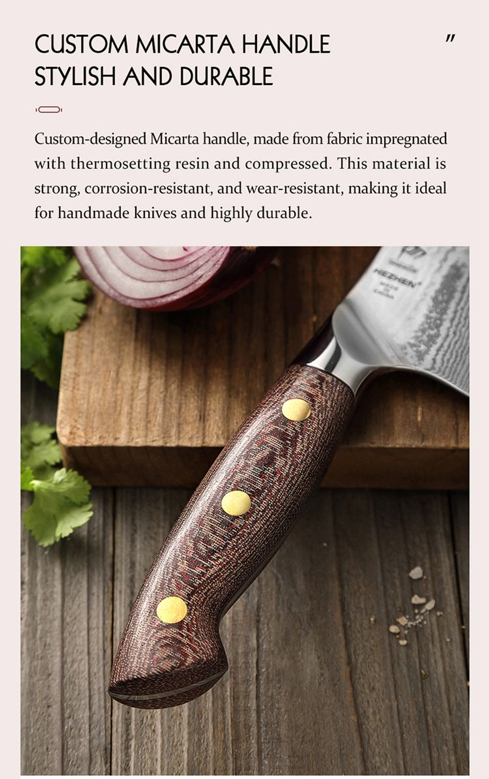 Кухонный нож Hezhen X02M Chef нож 8 дюймов клинок 67 Layers Damascus рукоять микарта, длина лезвия 21 см