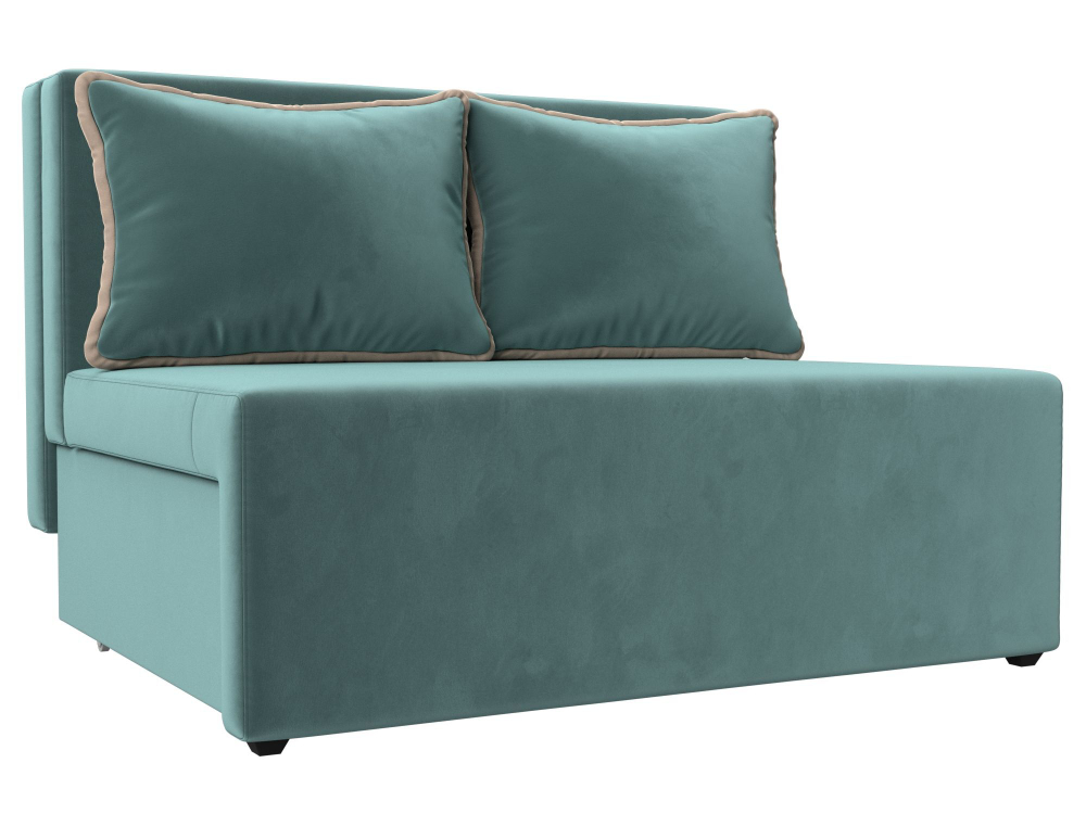 Диван прямой Лагуна, Бирюзовый\Бежевый, Велюр, 114431