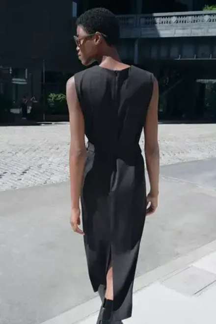 ZARA ПЛАТЬЕ МИДИ С РЕМНЕМ, ЧЕРНЫЙ