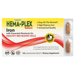 NaturesPlus, Hema-Plex®, железо с незаменимыми питательными веществами для здоровых эритроцитов, 10 таблеток медленного высвобождения