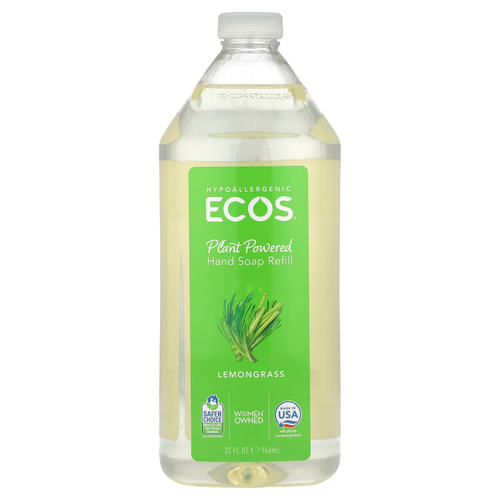 Earth Friendly Products, Ecos®, запасное мыло для рук на растительной основе, лемонграсс, 946 мл (32 жидк. Унции)