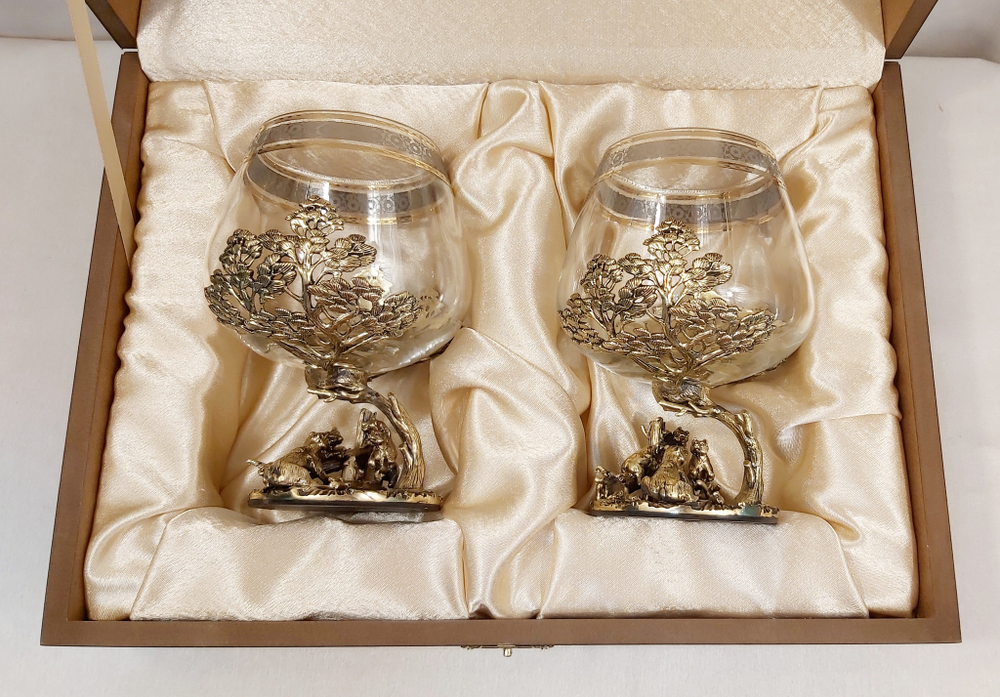 Набор из 2-х бокалов для коньяка "Три медведя"  (подарочный футляр)