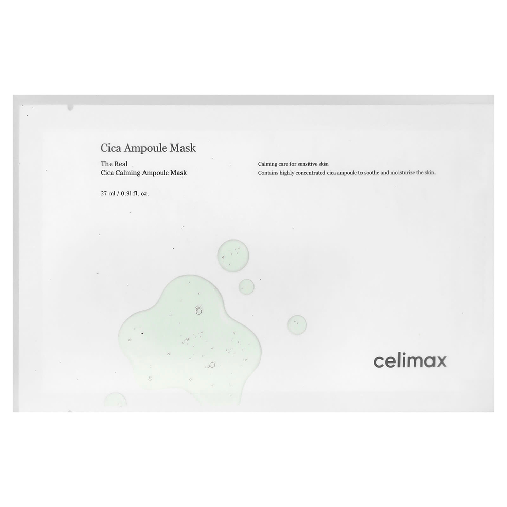 Celimax, Cica Ampoule, маска для лица, 5 шт., по 27 мл (0,91 унции)