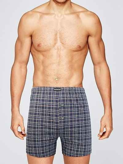 Мужские трусы-боксеры свободного кроя в клеточку (Размер: M) (Цвет: черный)