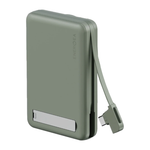 Внешний аккумулятор MagSafe с подставкой Energea MagPac Pro+ (Qi2) (10000 мА·ч) Беспроводная зарядка: Qi 15 Вт. Проводная зарядка: USB-C. Сертификация Qi2. Есть съёмный кабель USB-C, LED-индикация и поддержка PD. Энергоёмкость — 38,5 Вт·ч. Максимальная вы