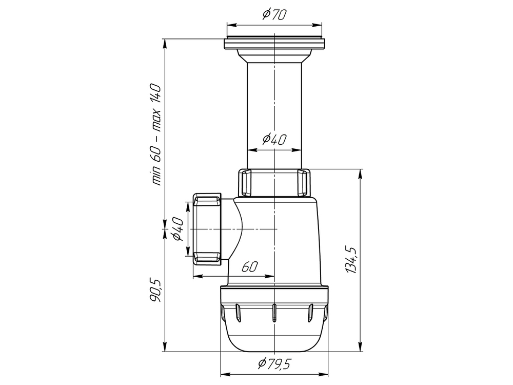 Сифон 1 1/2*40 Ani Грот А0500 АНИ пласт