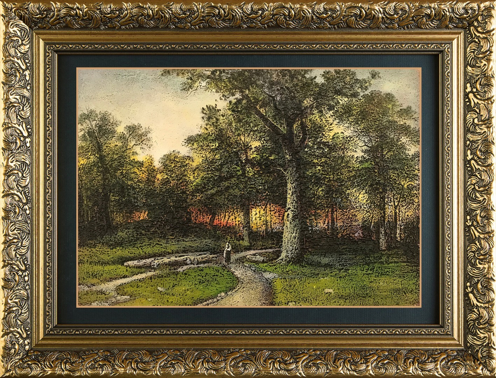 Гравюра "Лес вечером, Иван Шишкин"