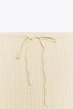 ZARA ЮБКА МИДИ С ТЕКСТУРОЙ, СВЕТЛО-ЖЕЛТЫЙ