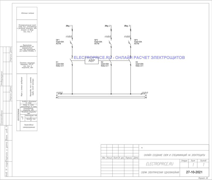 Щит АВР 25А 3 ввода IP54 без секционного автомата Schneider Electric