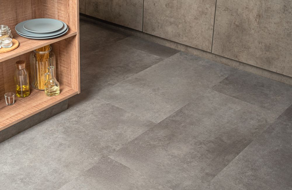 Кварцвиниловая плитка VINILAM CERAMO Stone Цемент стальной
