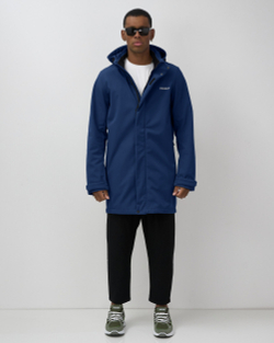 Парка спортивная мужская с капюшоном softshell синего цвета 9565S