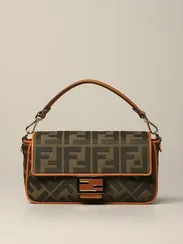 Сумка Fendi из холщовой ткани коричневого цвета Baguette