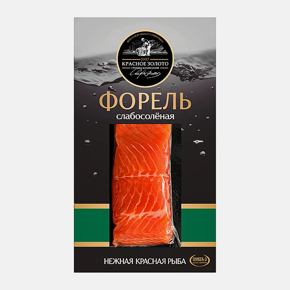 Форель слабосоленая филе-кусок на коже Красное золото 150г