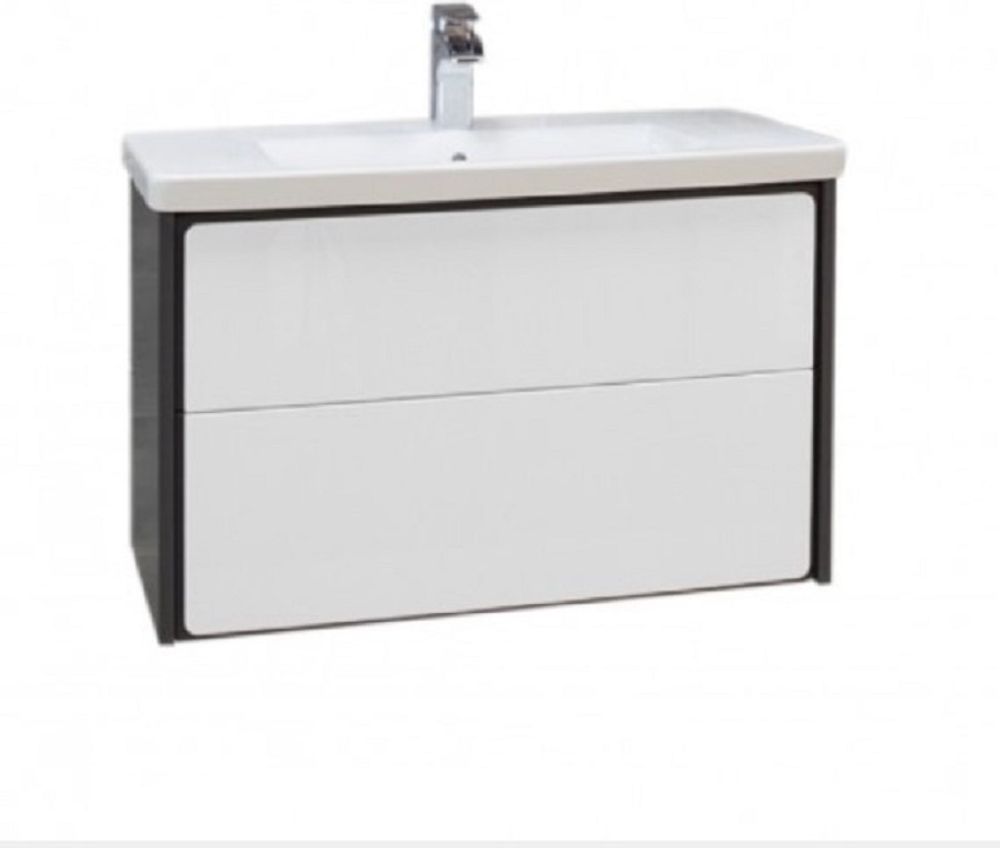 Тумба подвесная ROCA RONDA 800 1 ящик, антрацит/белый глянец (ZRU9302965) с раковиной ROCA THE GAP UNIK (7327470000)