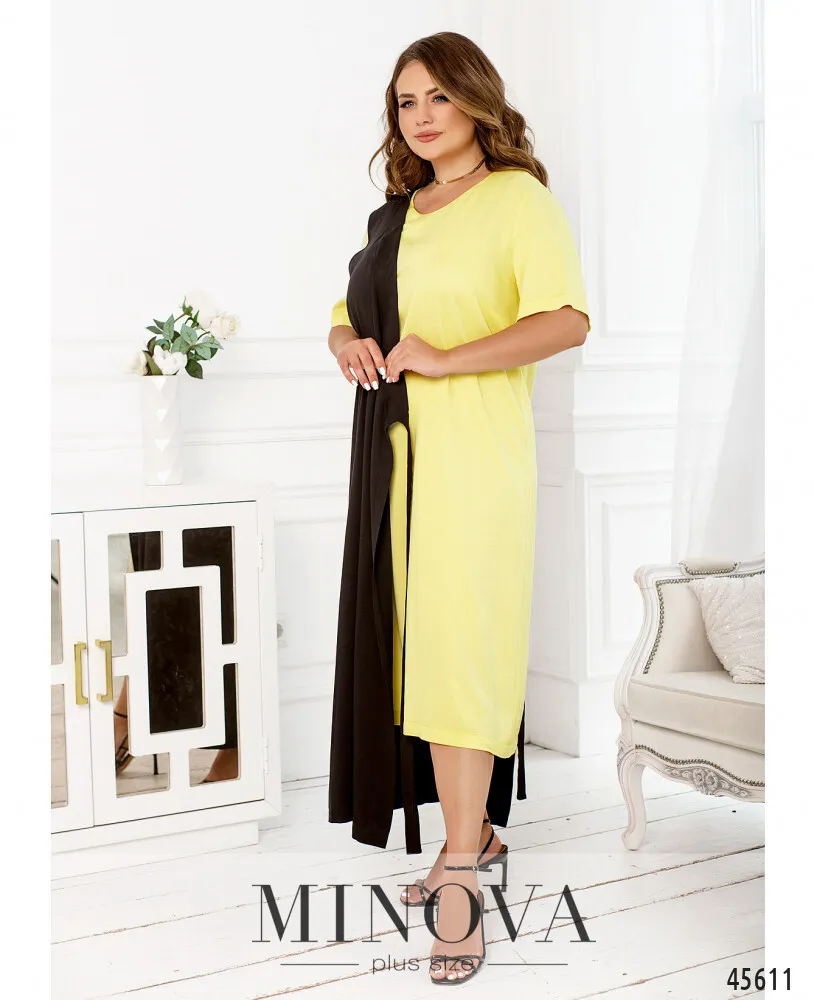 Платье 2288Б-лимонный-черный Minova