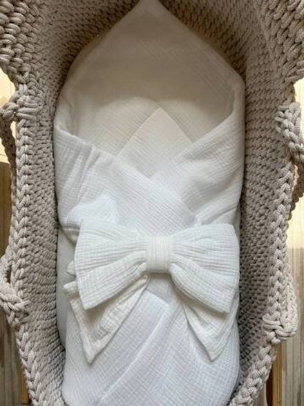 Конверт-одеяло на выписку, муслин молоко