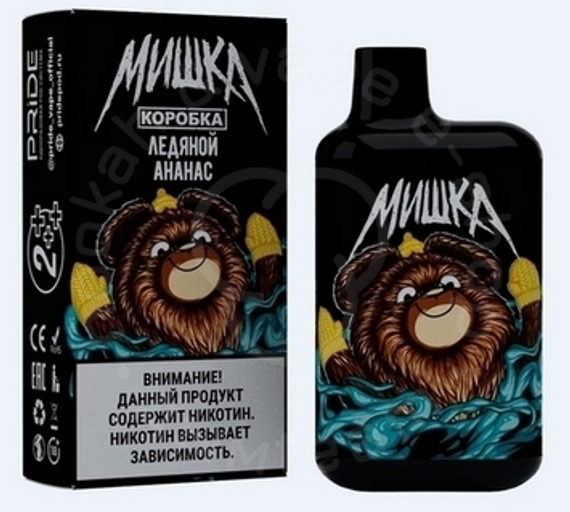 PRIDEVAPE Одноразовая POD-система МИШКА 10мл - (2) - 4000 затяжек - Ледяной Ананас (М)