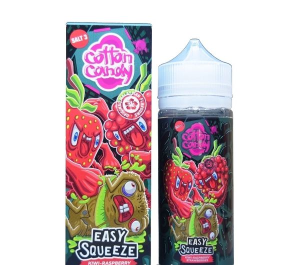 Купить Жидкость Cotton Candy Easy Squeeze (Salt) - Kiwi-Raspberry-Strawberry 120 мл